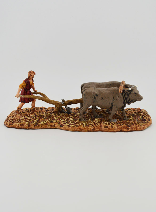 Santon Paysan et sa Charrue - Hauteur 6 cm (pic 1)