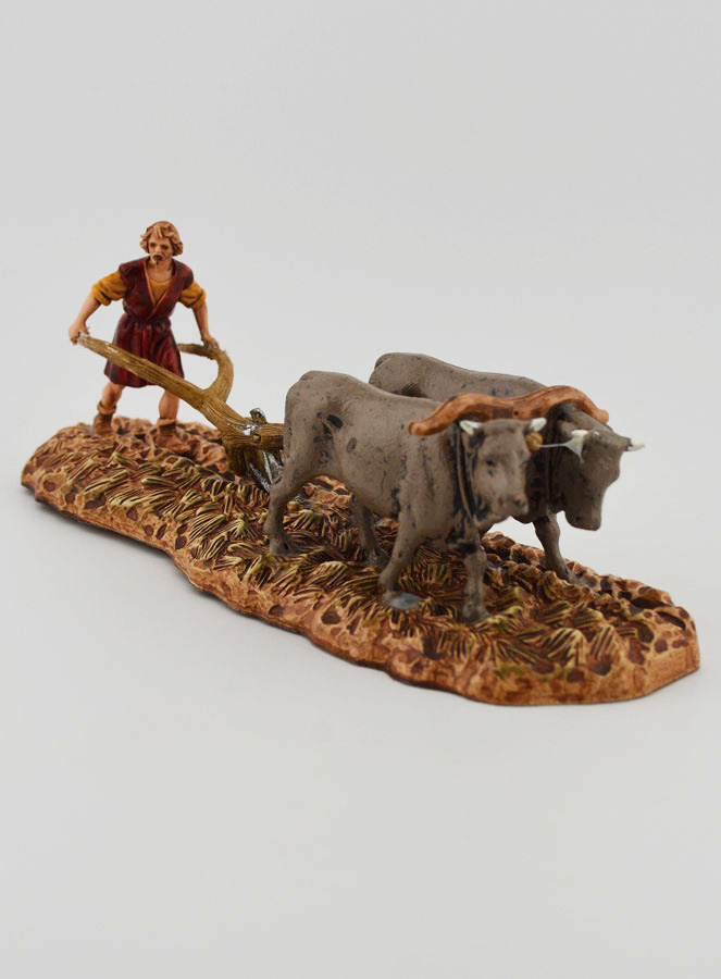 Santon Paysan et sa Charrue - Hauteur 6 cm (pic 2)