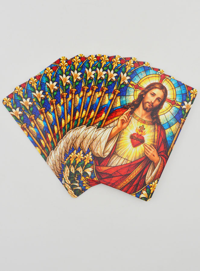 Lot de 10 Cartes de Prière Vitrail - Sacré Coeur (pic 1)