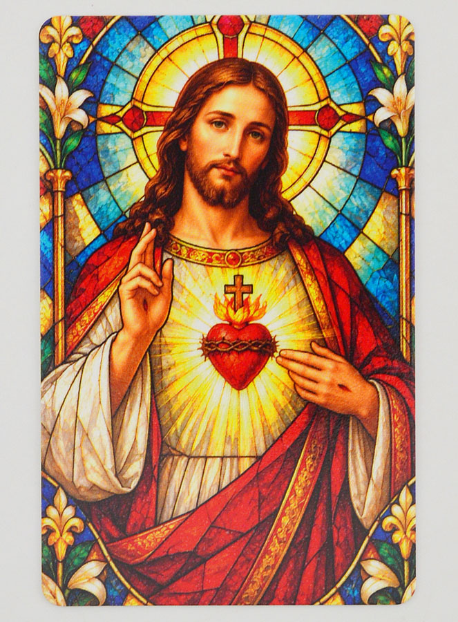 Lot de 10 Cartes de Prière Vitrail - Sacré Coeur (pic 3)