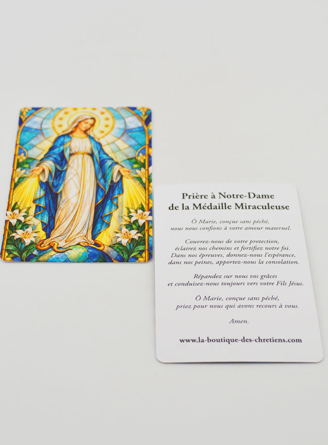 Carte de Prière Vitrail - Vierge Miraculeuse (pic 3)