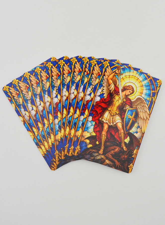 Lot de 10 Cartes de Prière Vitrail - Saint Michel (pic 1)