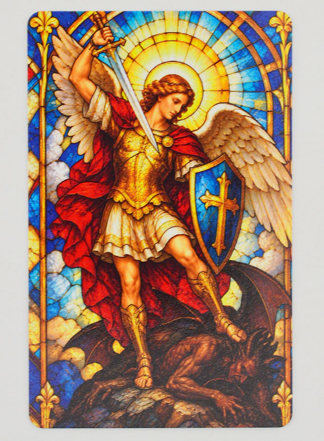 Lot de 10 Cartes de Prière Vitrail - Saint Michel (pic 3)