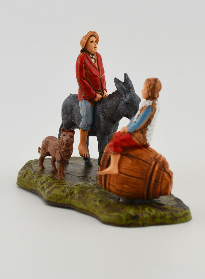 Santon Homme à dos d'âne & Enfant - 6cm (pic 2)