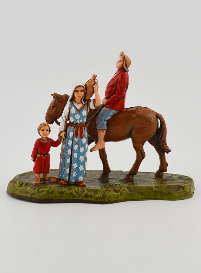 Santon Homme à Cheval & Famille - 6 cm (pic 1)