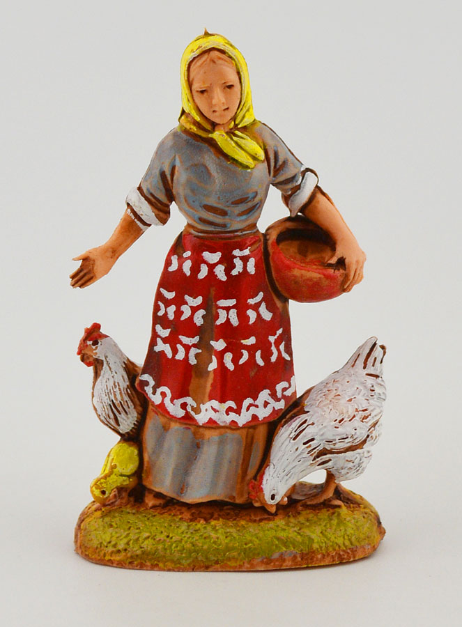 Santon Fermière et ses Poules - 6 cm (pic 1)