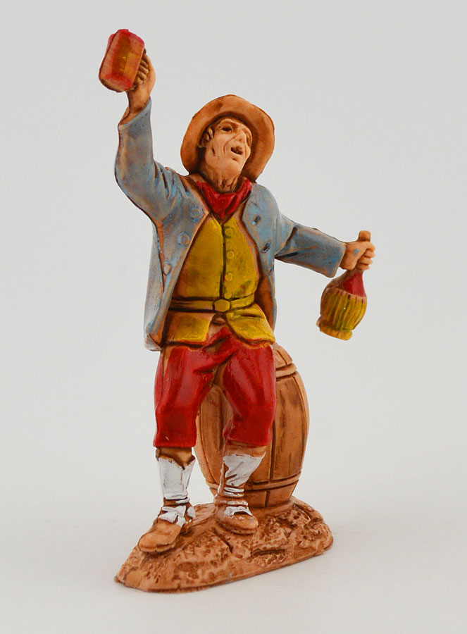 Santon Buveur de vin sur son Fût - 6 cm (pic 3)