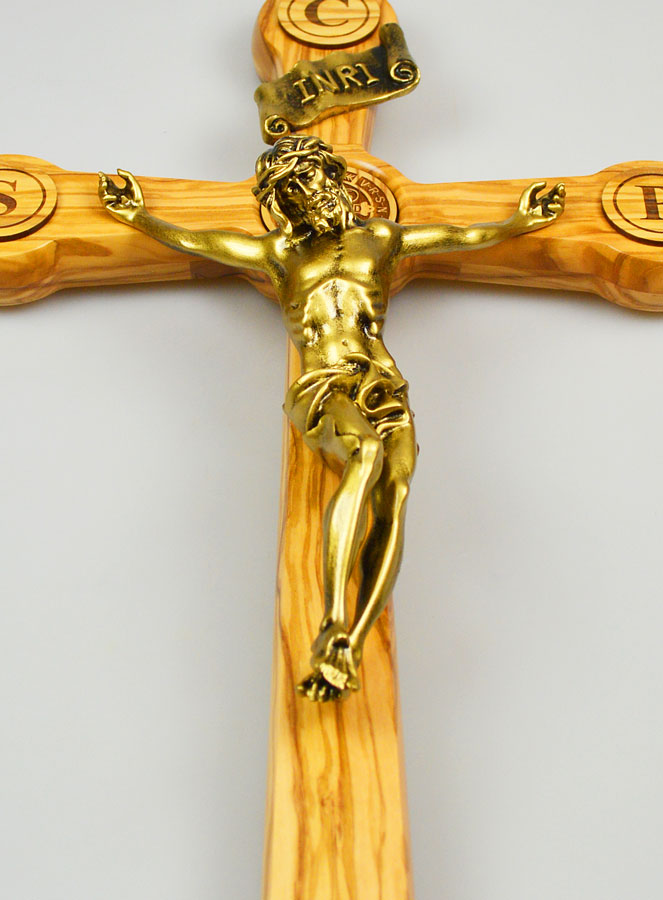 Grande Croix de Saint Benoît en Olivier - 48cm (pic 2)