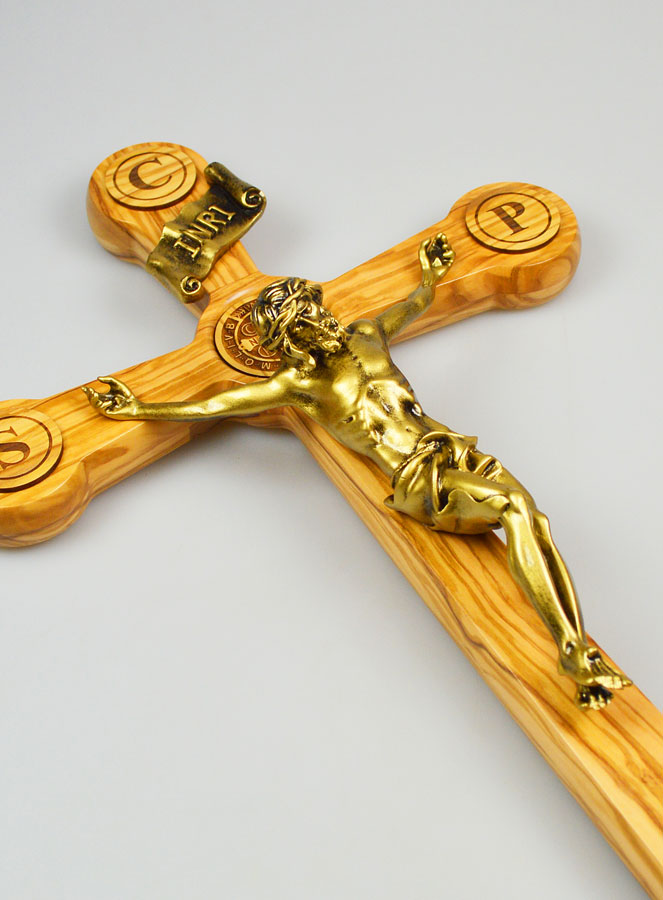 Grande Croix de Saint Benoît en Olivier - 48cm (pic 3)
