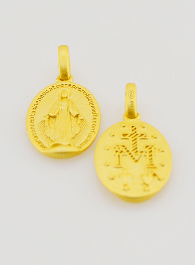 Médaille Miraculeuse en Argent Doré 18k - 16mm (pic 2)