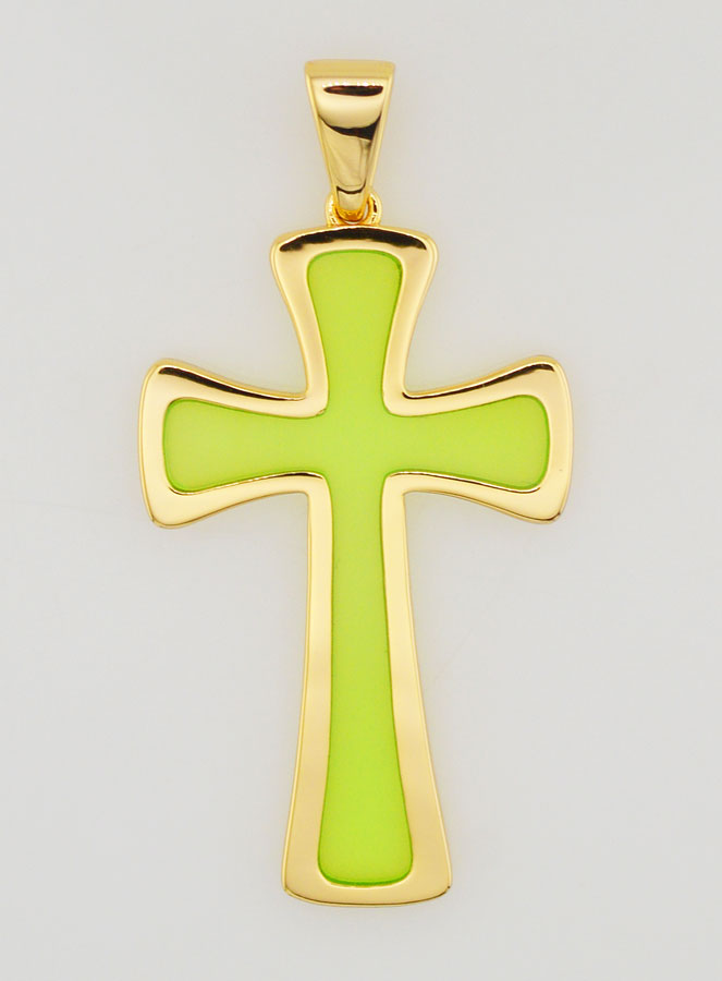 Pendentif Croix 4cm - Vert (pic 1)
