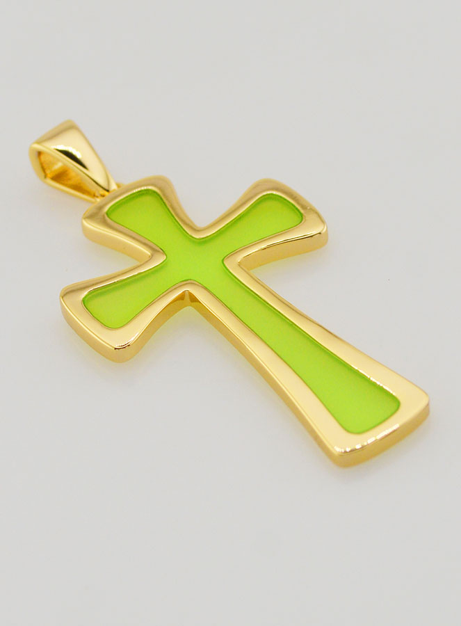 Pendentif Croix 4cm - Vert (pic 3)