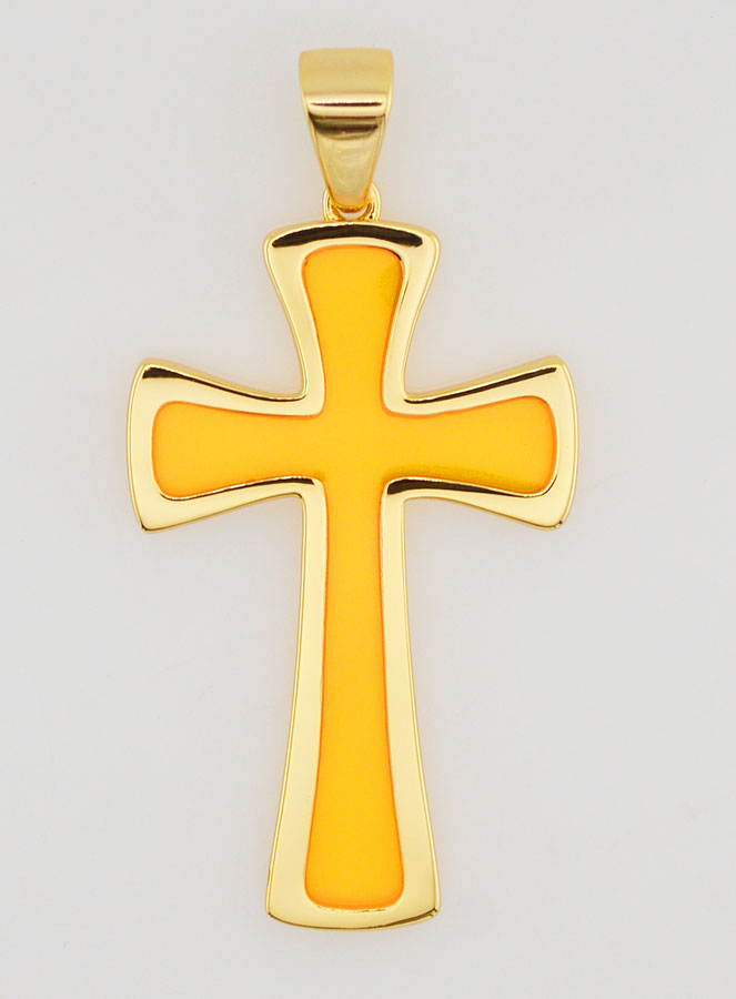 Pendentif Croix 4cm - Orange (pic 1)