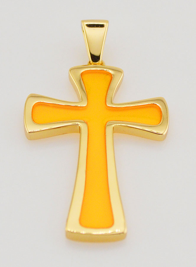 Pendentif Croix 4cm - Orange (pic 2)