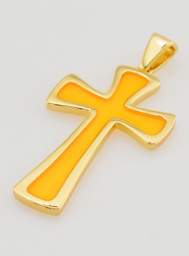 Pendentif Croix 4cm - Orange (pic 4)