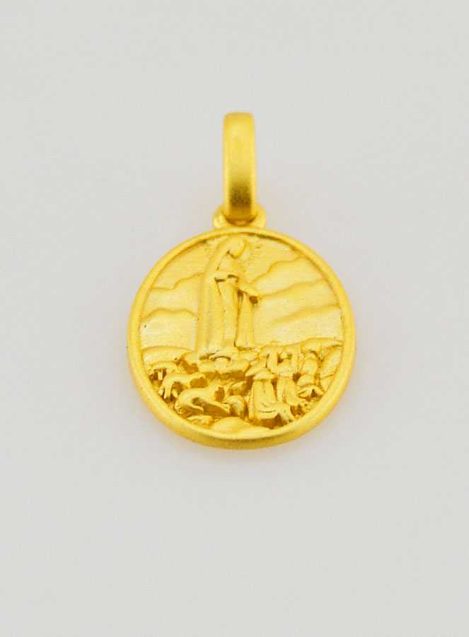 Médaille N-D de Fatima en Argent Doré 18k - 15mm (pic 2)
