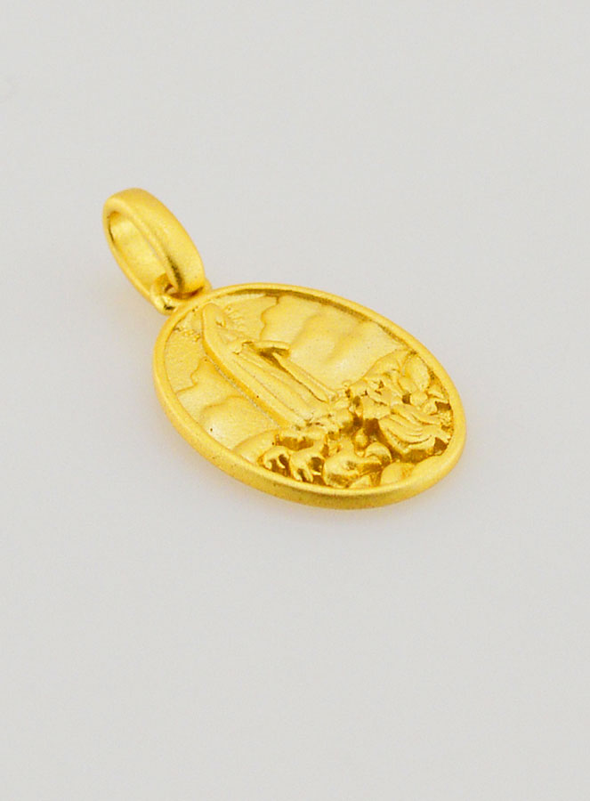 Médaille N-D de Fatima en Argent Doré 18k - 15mm (pic 3)
