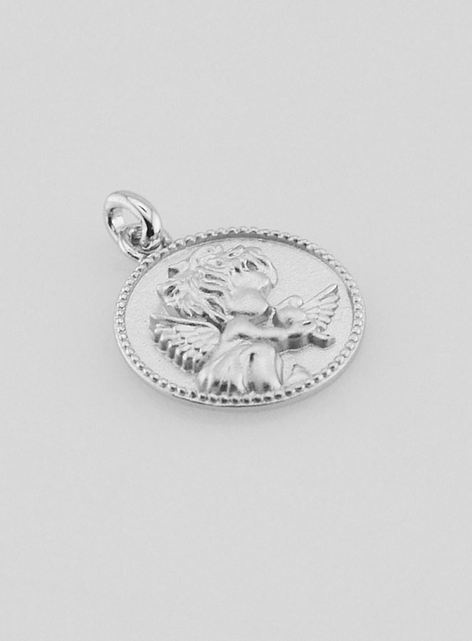 Médaille Ange Gardien & Colombe en Argent - 12mm (pic 3)