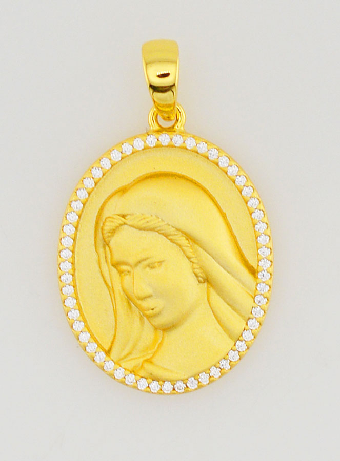 Médaille Vierge Marie Bord Brillant - 18mm (pic 1)