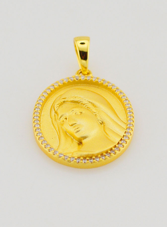 Médaille Vierge Marie Bord Brillant - 18mm (pic 2)
