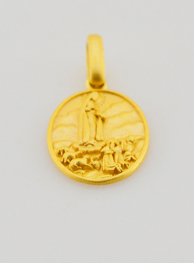 Médaille N-D de Fatima en Argent Doré 18k - 16mm (pic 2)