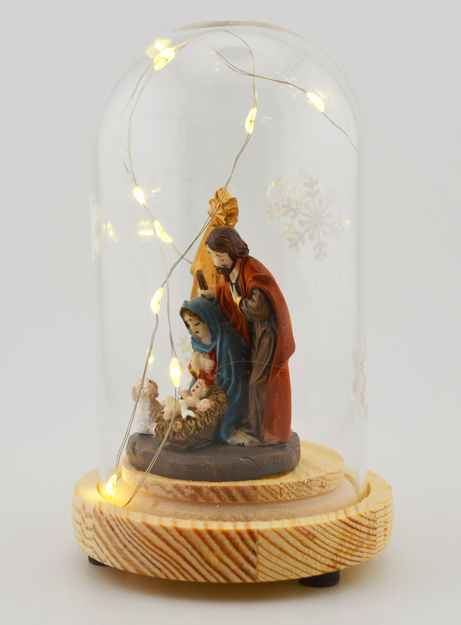 Nativité Lumineuse Sous Cloche - 14cm (pic 2)