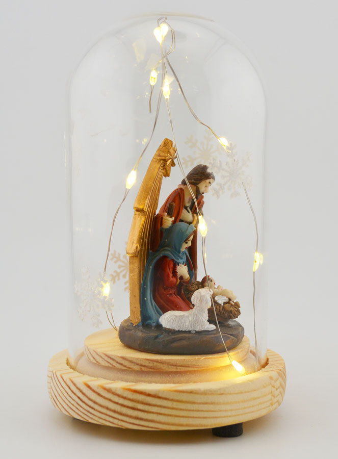 Nativité Lumineuse Sous Cloche - 14cm (pic 3)