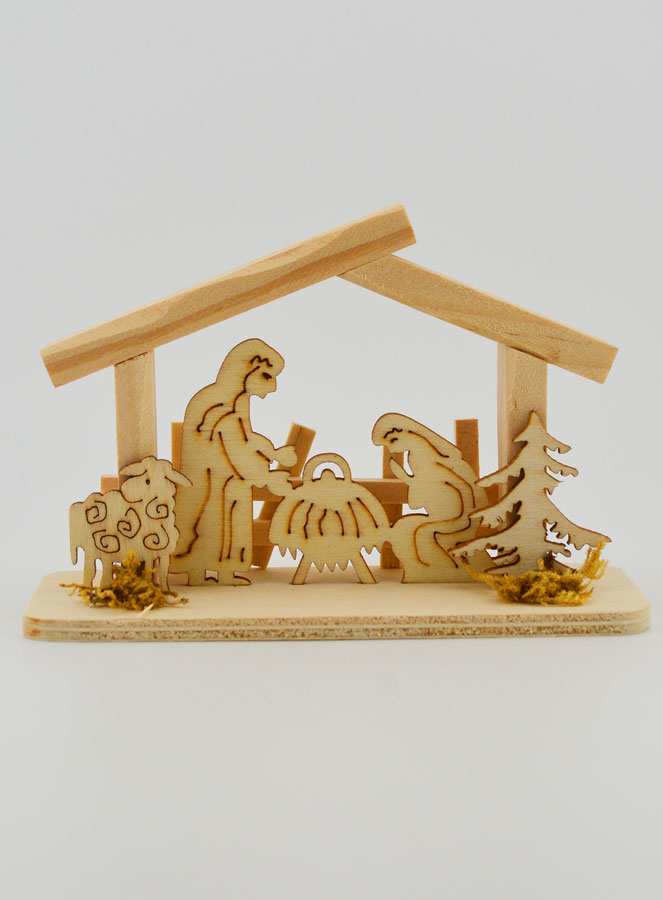 Nativité en Bois Naturel - 10cm (pic 1)