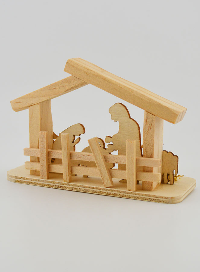 Nativité en Bois Naturel - 10cm (pic 4)