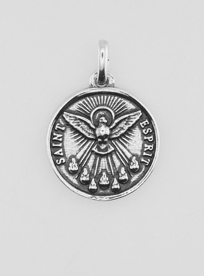 Médaille Saint Esprit en Argent 925 Plaqué - 15mm (pic 1)
