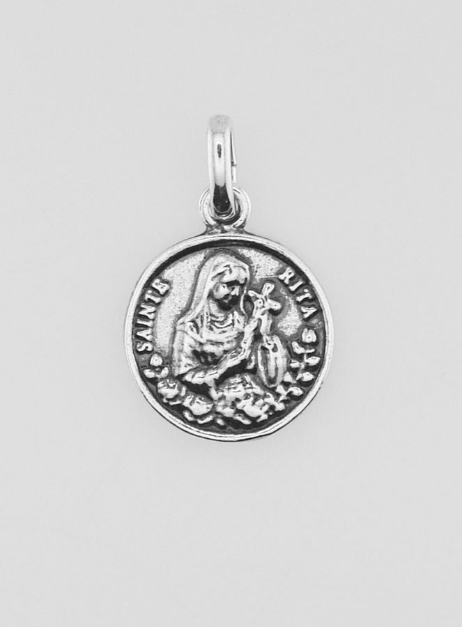 Médaille Sainte Rita en Argent 925 Plaqué - 12mm (pic 1)