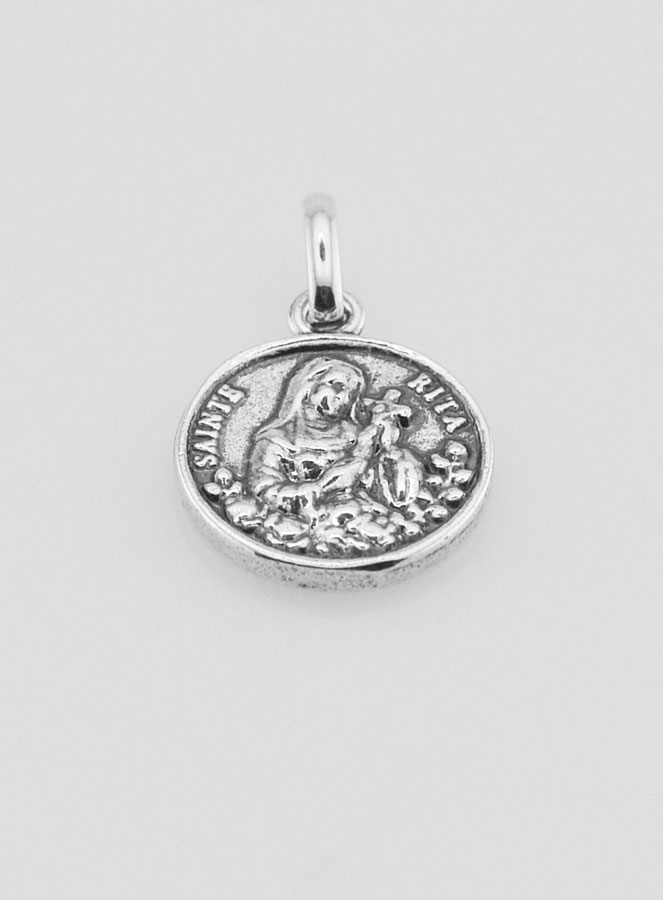 Médaille Sainte Rita en Argent 925 Plaqué - 12mm (pic 2)
