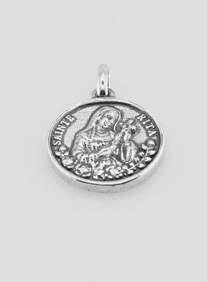 Médaille Sainte Rita en Argent 925 Plaqué - 15mm (pic 2)
