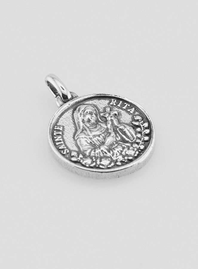 Médaille Sainte Rita en Argent 925 Plaqué - 15mm (pic 3)