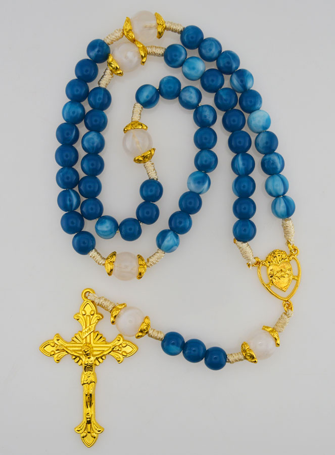 Chapelet Ex Voto Perles en Verre - Bleu (pic 1)