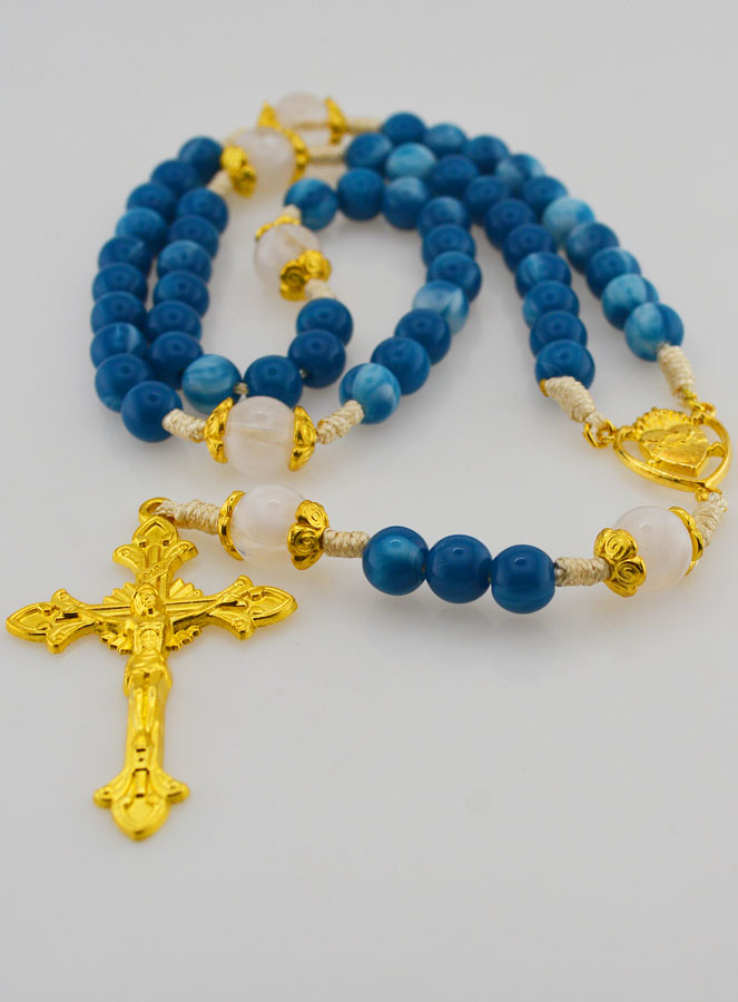 Chapelet Ex Voto Perles en Verre - Bleu (pic 2)