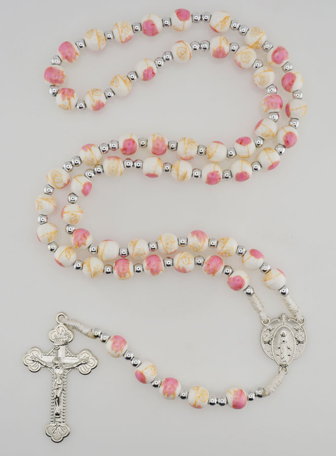 Chapelet Vierge Miraculeuse en Céramique - Rose (pic 1)