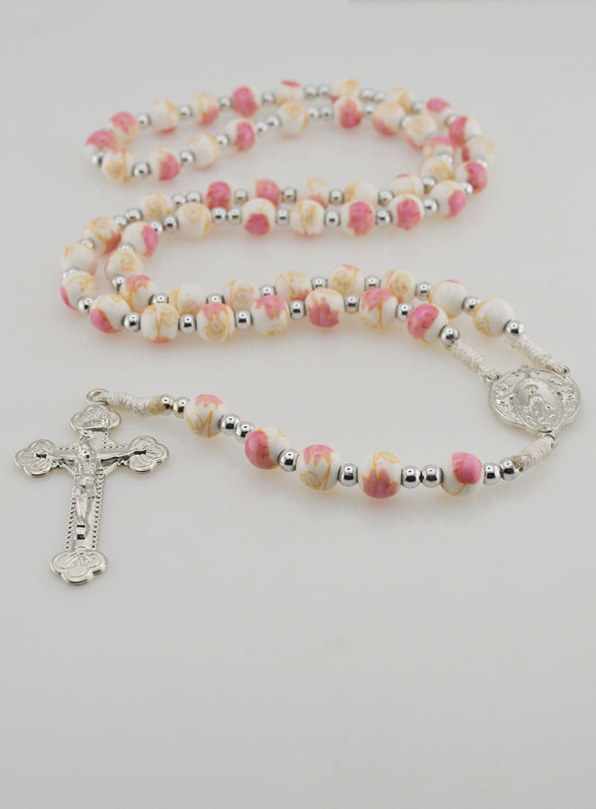 Chapelet Vierge Miraculeuse en Céramique - Rose (pic 2)
