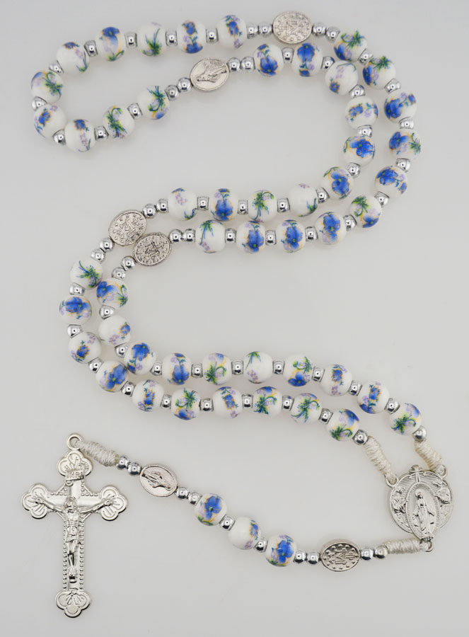 Chapelet Vierge Miraculeuse en Céramique - Bleu (pic 1)