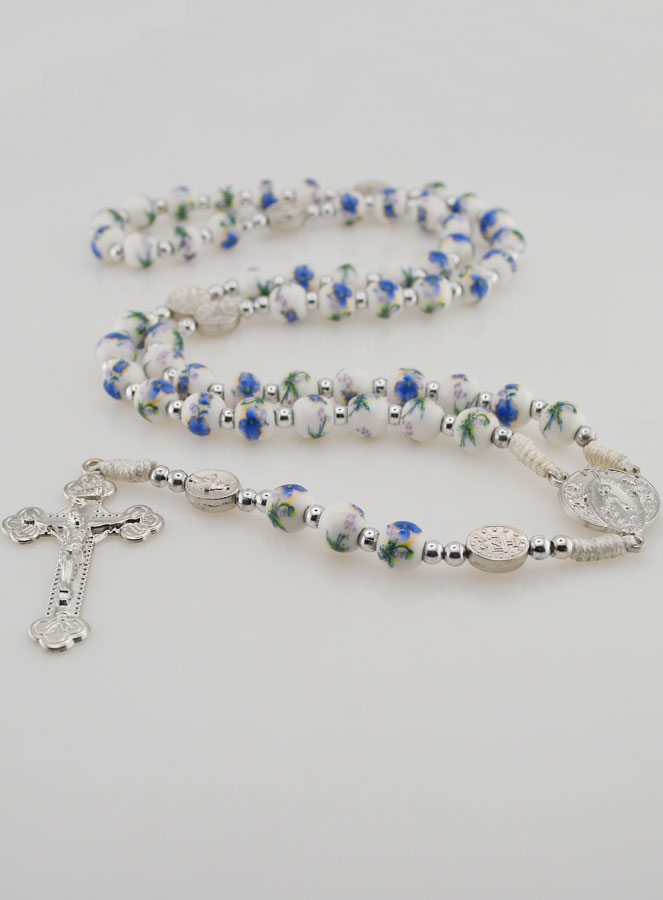 Chapelet Vierge Miraculeuse en Céramique - Bleu (pic 2)