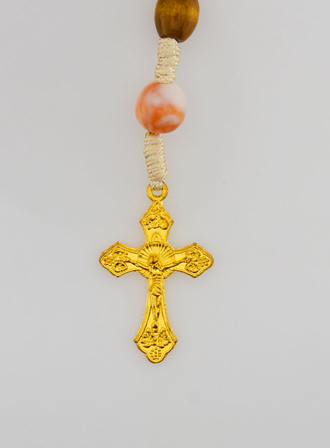 Chapelet Ex Voto Perles Bois Ovale - Orange (pic 3)