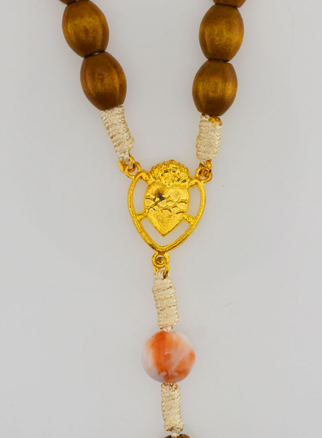 Chapelet Ex Voto Perles Bois Ovale - Orange (pic 4)