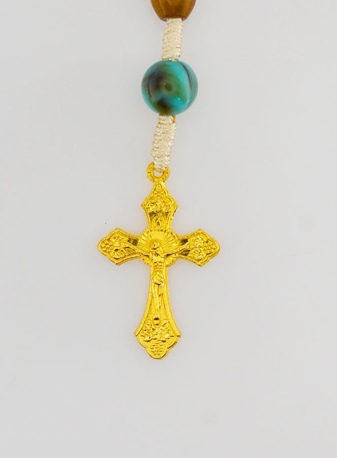 Chapelet Ex Voto Perles Bois Ovale - Turquoise (pic 3)