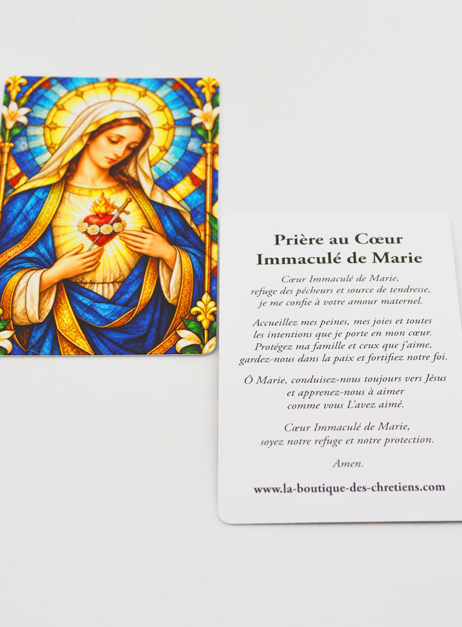 Carte de Prière Vitrail - Sacré Coeur de Marie (pic 4)