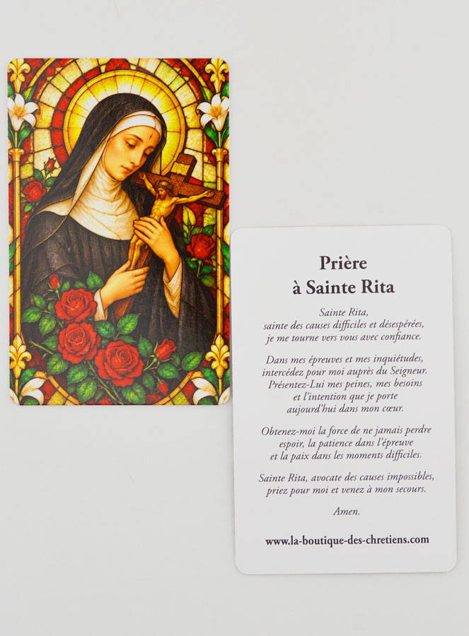 Carte de Prière Vitrail - Sainte Rita (pic 3)