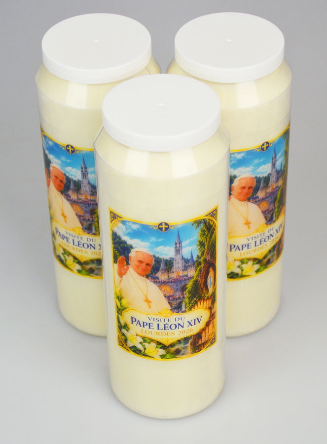 Lot de 3 Bougies de Neuvaine Pape Léon XIV à Lourdes (pic 2)