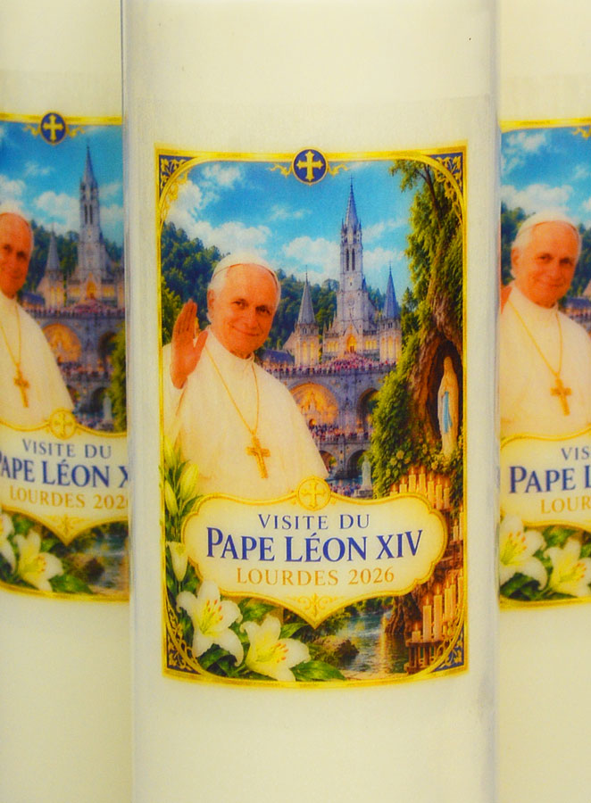 Lot de 3 Bougies de Neuvaine Pape Léon XIV à Lourdes (pic 3)