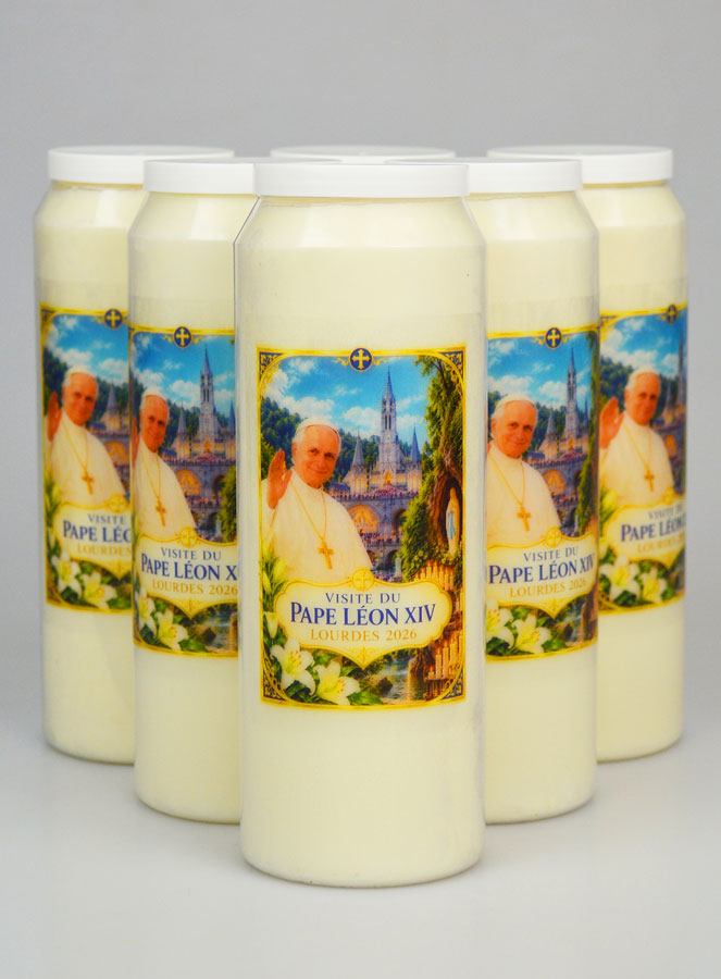 Lot de 6 Bougies de Neuvaine Pape Léon XIV à Lourdes (pic 1)