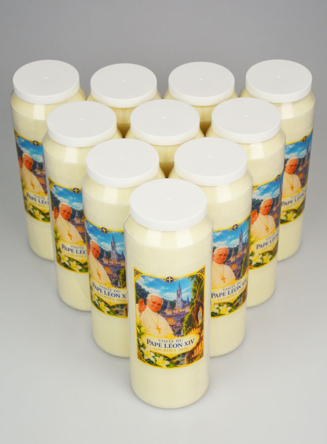 Lot de 10 Bougies de Neuvaine Pape Léon XIV à Lourdes (pic 2)