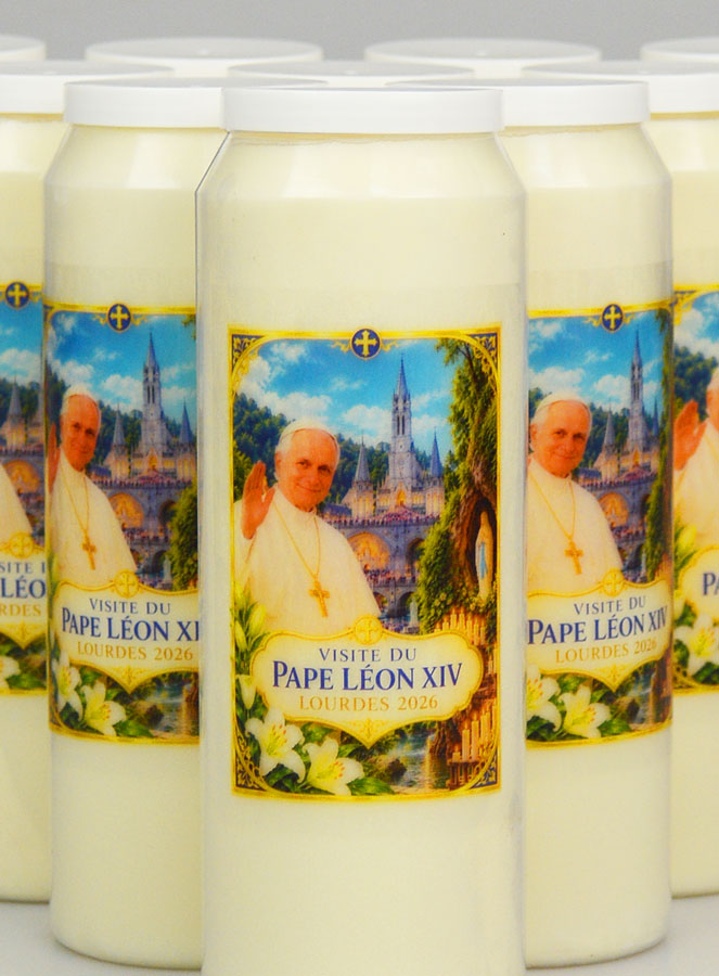 Lot de 10 Bougies de Neuvaine Pape Léon XIV à Lourdes (pic 3)